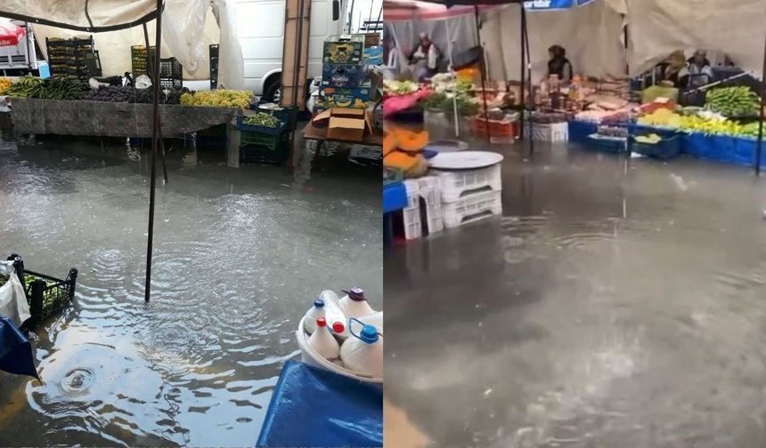 Pazar göle döndü, esnaf zor anlar yaşadı