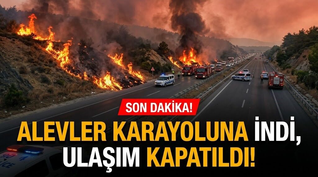 SON DAKİKA! Alevler karayoluna indi, ulaşım kapatıldı!
