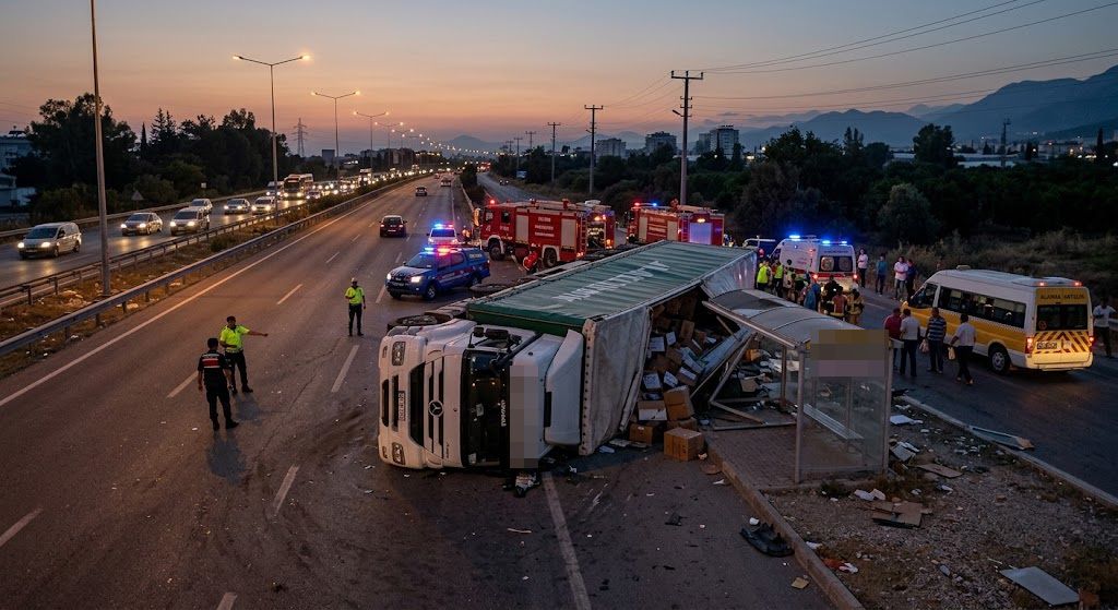 Kontrolden çıkan tır durağı biçti: 2 ölü